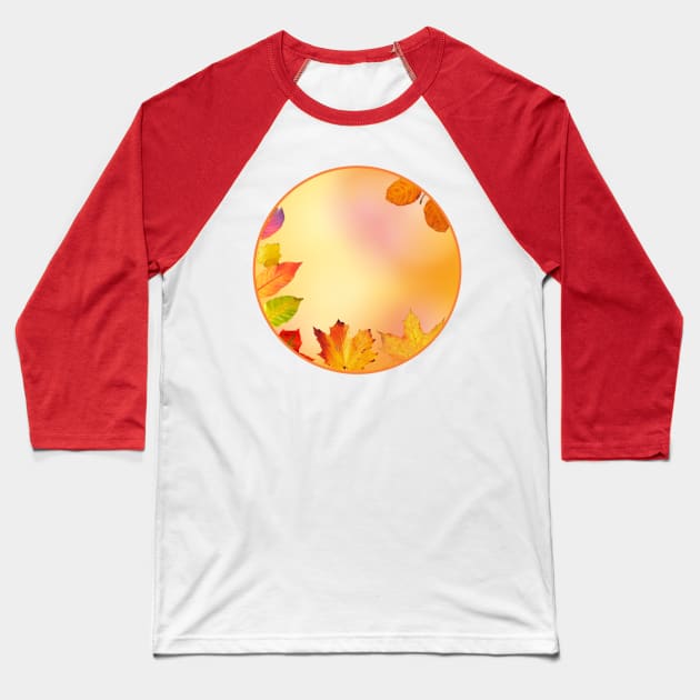 Circle Abstract Autumn Colorful Luminous Baseball T-Shirt by Lebihanto